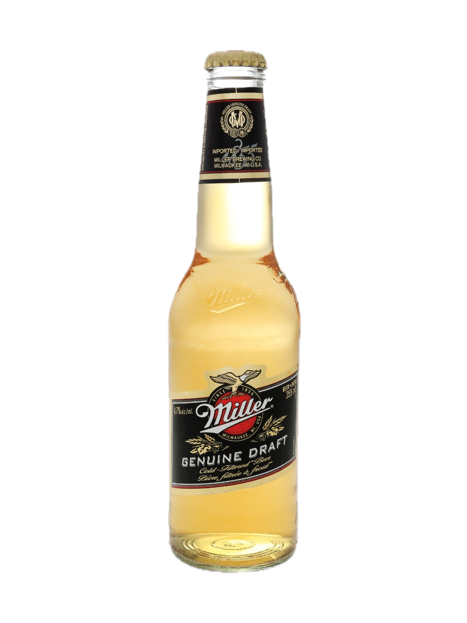 Miller draught beer bottle served at Lavigne Tavern.