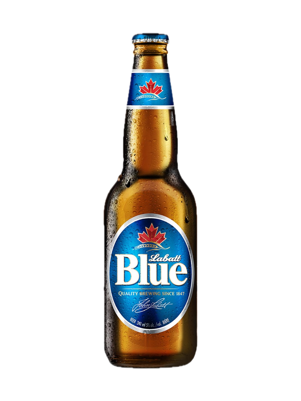 Labatt Blue beer bottle served at Lavigne Tavern.