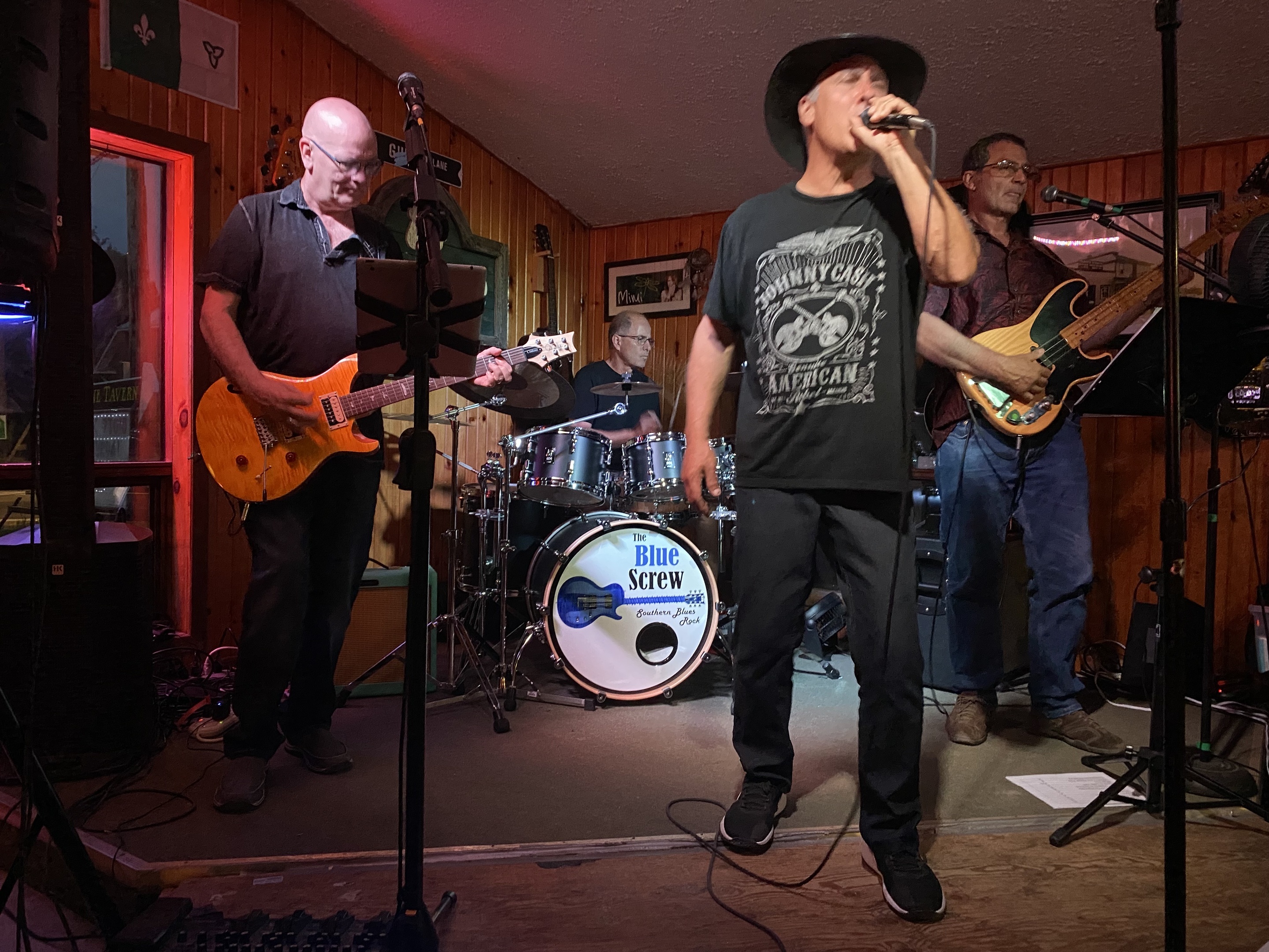 The Blue Screw band playing at the Lavigne Tavern.