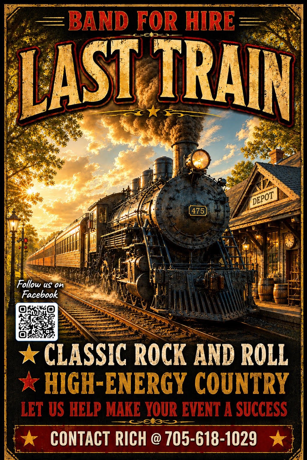 Last Train band playing the Tavern October 17, 2026.
