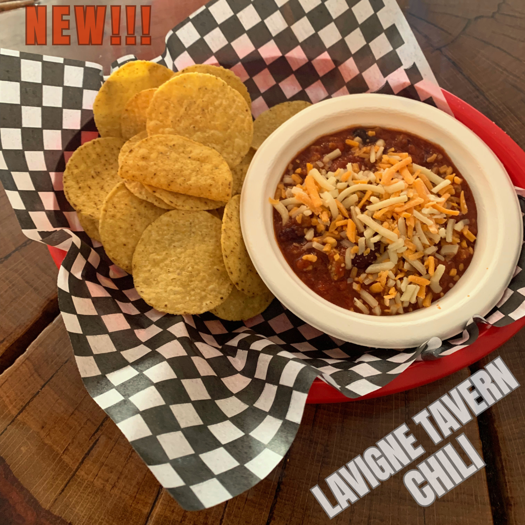 Lavigne Tavern appetizers including french fries, cheese bites, onion rings, mushroom caps, pickle spears, jalapeño peppers and shrimp tempura.