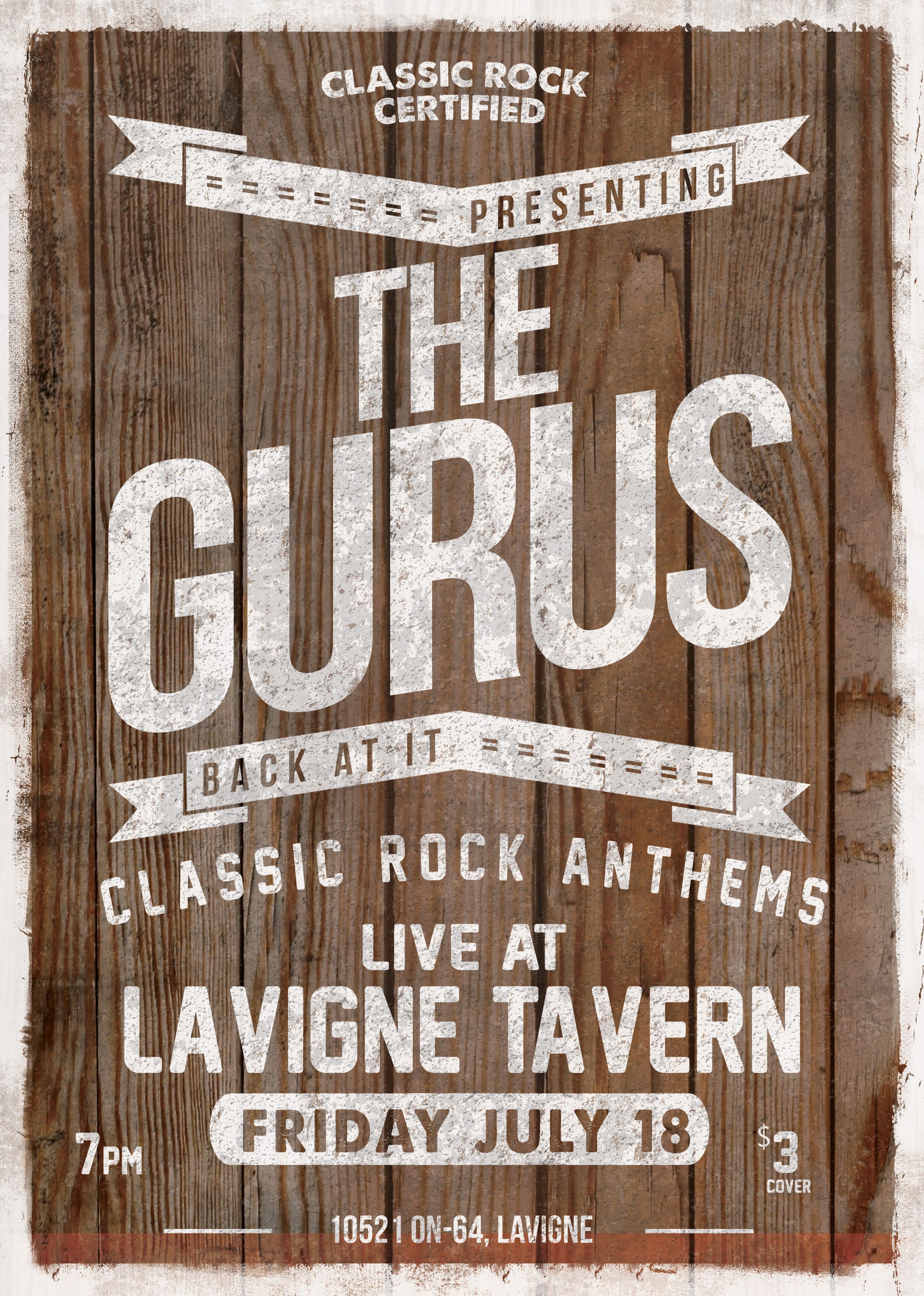 Guru will be playing at the Lavigne Tavern, July 18th, 2025.