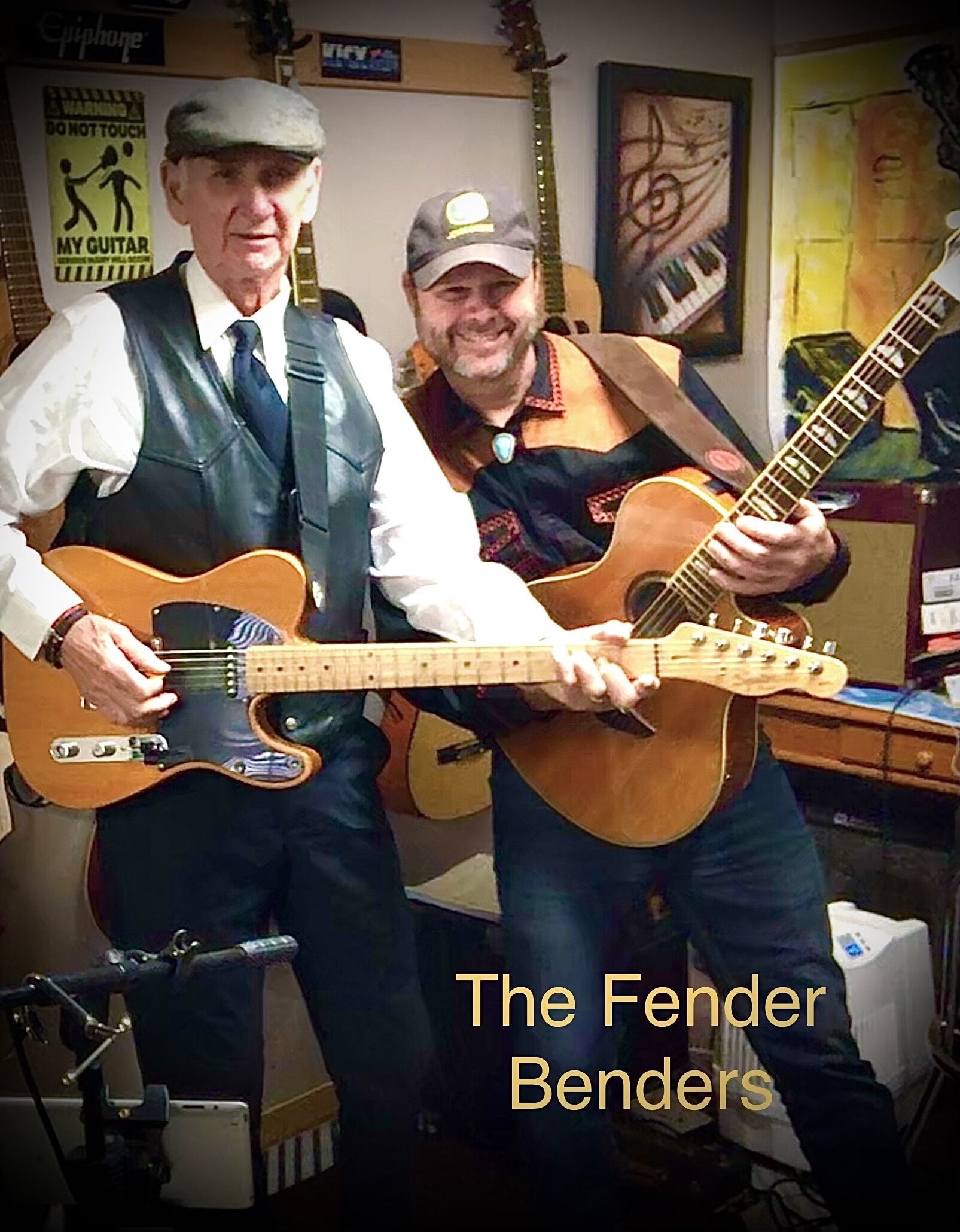 The Fender Benders duo on the guitar.